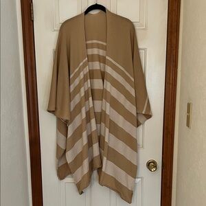 Talbots Kimono Tan and Cream Striped Shawl
